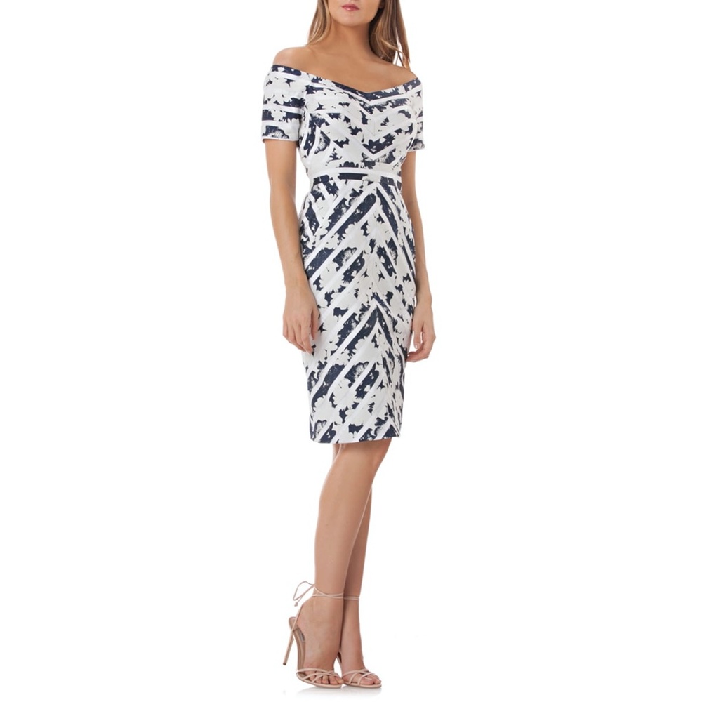 NEW W/O Tag Kay Unger Off The Shoulder Jacquard Dress 14